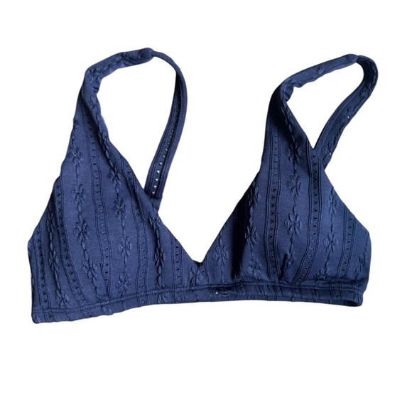 Andie Navy The Belmar Bikini Eyelet Top S - Picture 4 of 6